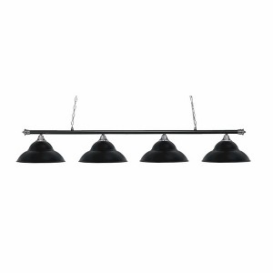 Toltec Lighting Oxford 4 - Light Island Pendant Light in  Chrome/Matte Black with 16" Matte Black Double Bubble Metal Shade Shade - 1 of 1