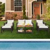 Tangkula 7PCS Patio Rattan Sofa Set Outdoor Wicker Conversation Set w/ Coffee Tables - 3 of 4
