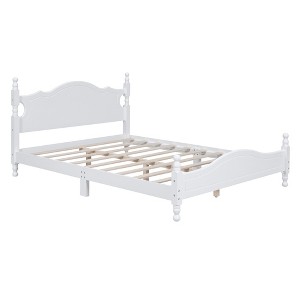 KWPZQEB Queen/Full Size Retro Platform Bed, Mid-Century Modern Bed Frame with Headboard & Wooden Slat Support, No Box Spring Needed, Easy Assembly - 1 of 4