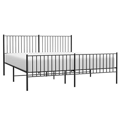 vidaXL Double Bed Frame- Robust Steel Construction, Elegant Design, with Headboard and Footboard