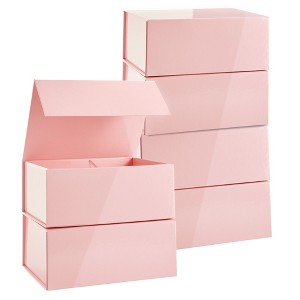 Stockroom Plus 6 Pack Magnetic Gift Boxes with Lids, 9.5x7x4 Inches for Birthday, Wedding, Groomsman and Bridesmaid Proposal Box, Pink - 1 of 4