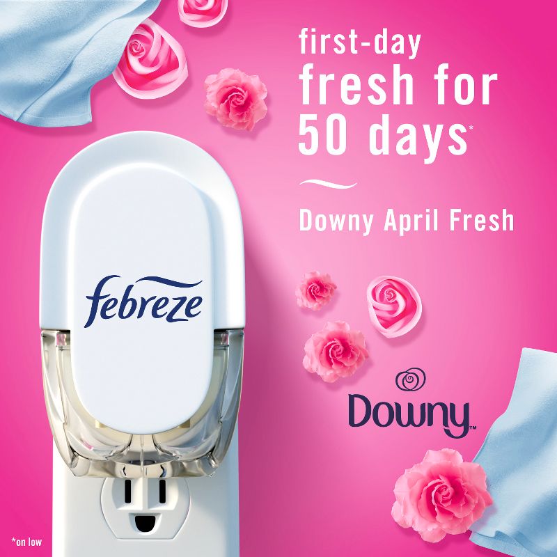 Febreze Odor-Fighting Fade Defy Plug Air Freshener Refill - Downy April Fresh - 0.87 fl oz/3pk, 4 of 16
