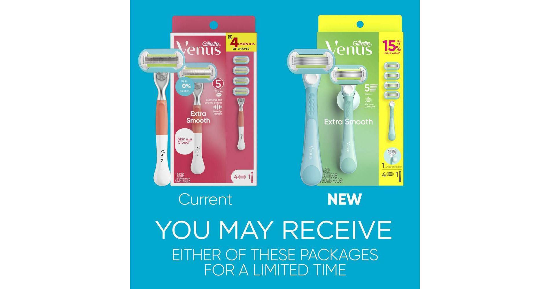Venus Extra Smooth Value Pack Razor - Handle + 4 Blade Refills