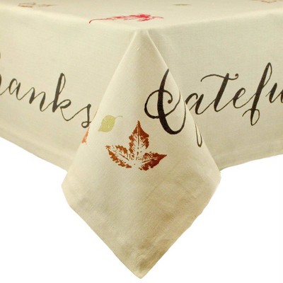 60"x104" Rustic Leaves Print Tablecloth Beige - Design Imports