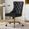 QingMoon Velvet Home Office Chair, Adjustable Swivel Desk Chair, Modern Ergonomic Computer Chair with Metal Base and Nailhead for Studio - 2 of 4
