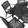 7pc Patio Dining Set with 63" Modern Ornate Outdoor Mesh Aluminum Large Hexagon Table & Modern Chairs - Black - Oakland Living: UV-Resistant - 3 of 4