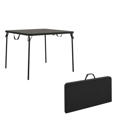 COSCO 38.5" Square Fold-in-Half Card Table with Handle, Wheelchair Accessible, Black