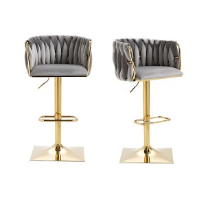 NicBex Vintage Counter Height Bar Stools Set of 2 Upholstered Barstools with Back and Footrest for Kitchen Island, Cafe - 1 of 4
