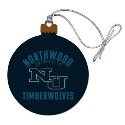 Northwood University Timberwolves Logo Wood Christmas Tree Holiday Ornament