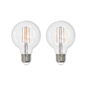 Bulbrite Set of 2 8.5W 60W Equivalent G25 LED Dimmable Light Bulbs 3000K E26