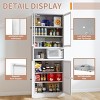 GlasFlength Kitchen Storage Farmhouse Kitchen Pantry Cabinet Freestanding Cupboard Accent Storage Cabinet for Kitchen, White, 27.6"*13.8"*72" - 3 of 4