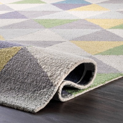 Handmade Geometric Green Wool 3' x 5' Area Rug