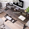 SinCiDo Height Adjustable Electric Standing Desk with Charging Station, 60" Sit Stand Up Computer Home Office Desk with LED Lights, Dark Rustic Oak - 2 of 4