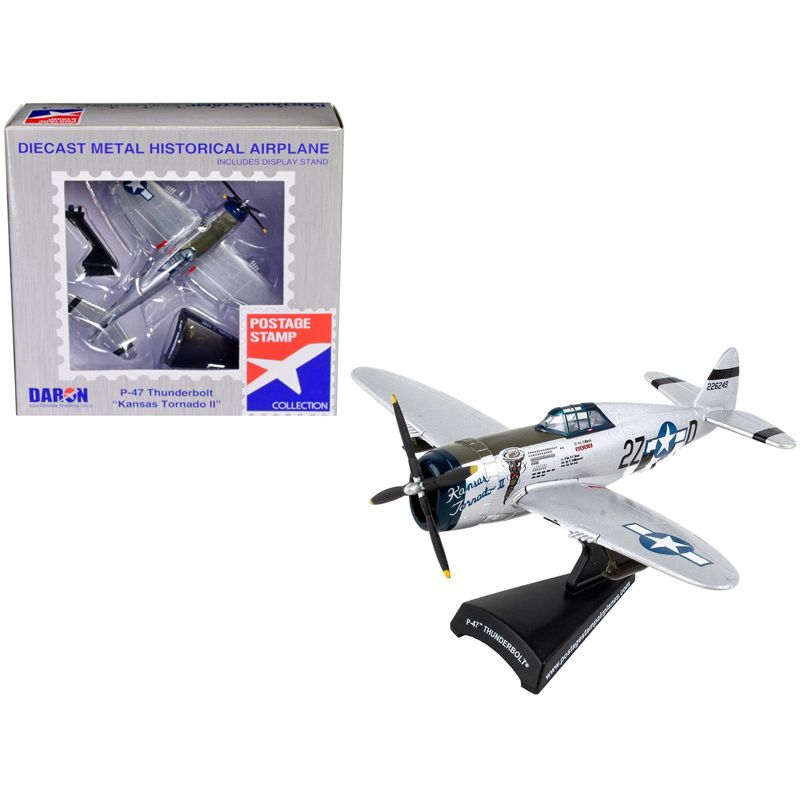 Republic P-47 Thunderbolt Fighter Aircraft "Kansas Tornado II" USAF 1/100 Diecast Model Airplane by Postage Stamp, 1 of 7