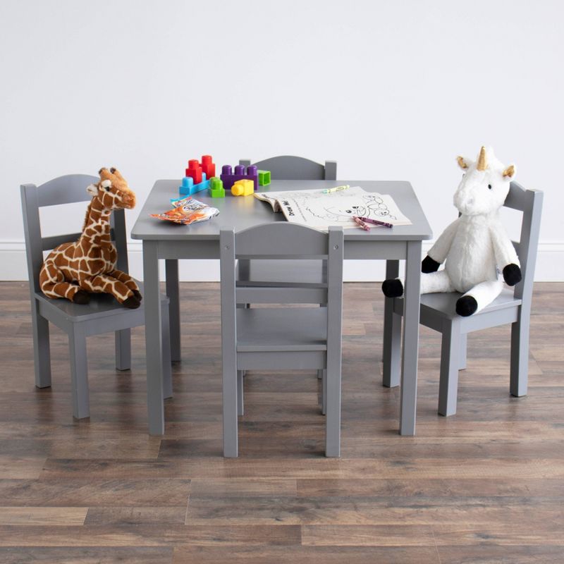 5pc Kids' Wood Table and Chair Set - Humble Crew, 4 of 9