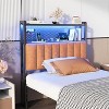 VINGLI eadboard, Adjustable Upholstered Headboard with 2 Tier Shelves and Pegboard with Charging Stations and LED Lights - 2 of 4