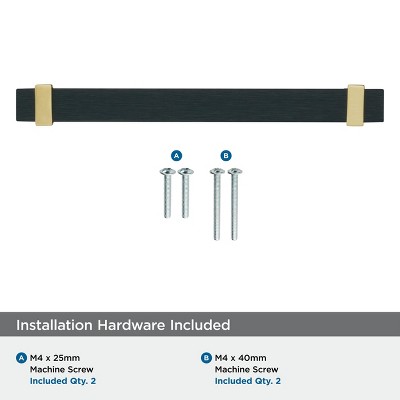6-5/16 inch Brushed Gold and Black Bar Cabinet Pull