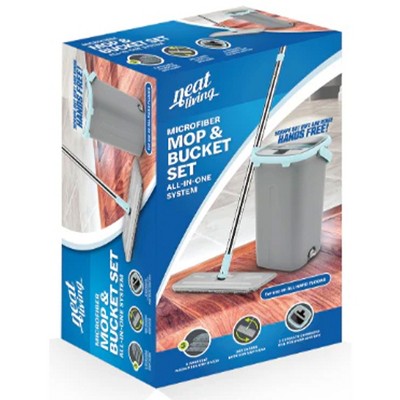 Gray Hands-Free Mop & Bucket Set with 360 Degree Rotating Head