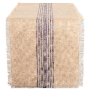 Design Imports  French Blue Middle Stripe Burlap Table Runner 14X72 - 1 of 3
