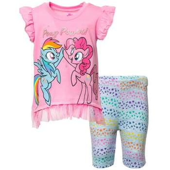 My Little Pony Pinkie Pie Rainbow Dash Girls T-Shirt and Bike Shorts Outfit Set Toddler