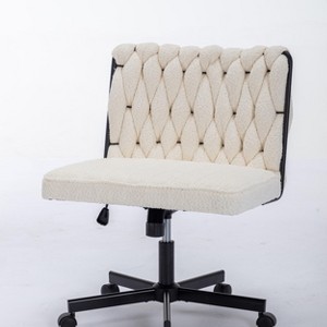 Kumasinova Cross-Legged Office Chair with Wheels,Extra-Wide Armless Chair with Adjustable Rocking,Ergonomic Desk Chair for Home Office,Bedroom - 1 of 4