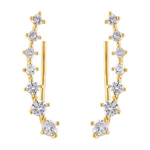 KISPER 18K Gold Plated Cubic Zirconia Ear Crawler Climber Earrings - 1 of 3