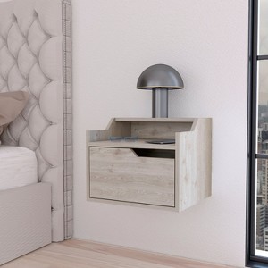 NicBex 13 inch Floating Nightstand with Drawer,Modern Side Table with Open shelf and Free Pull Design,Bedside Table for Bedroom,Living Room - 1 of 4