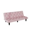 Mocamel 66" Velvet Convertible Sofa Bed - 2 - Seat Futon Sofa Bed for Living Room, Apartment, Bedroom, Black/Pink - 2 of 4