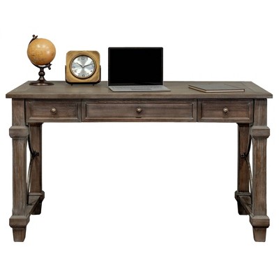 Gray Wood Home Office Desk with USB and Power Outlets