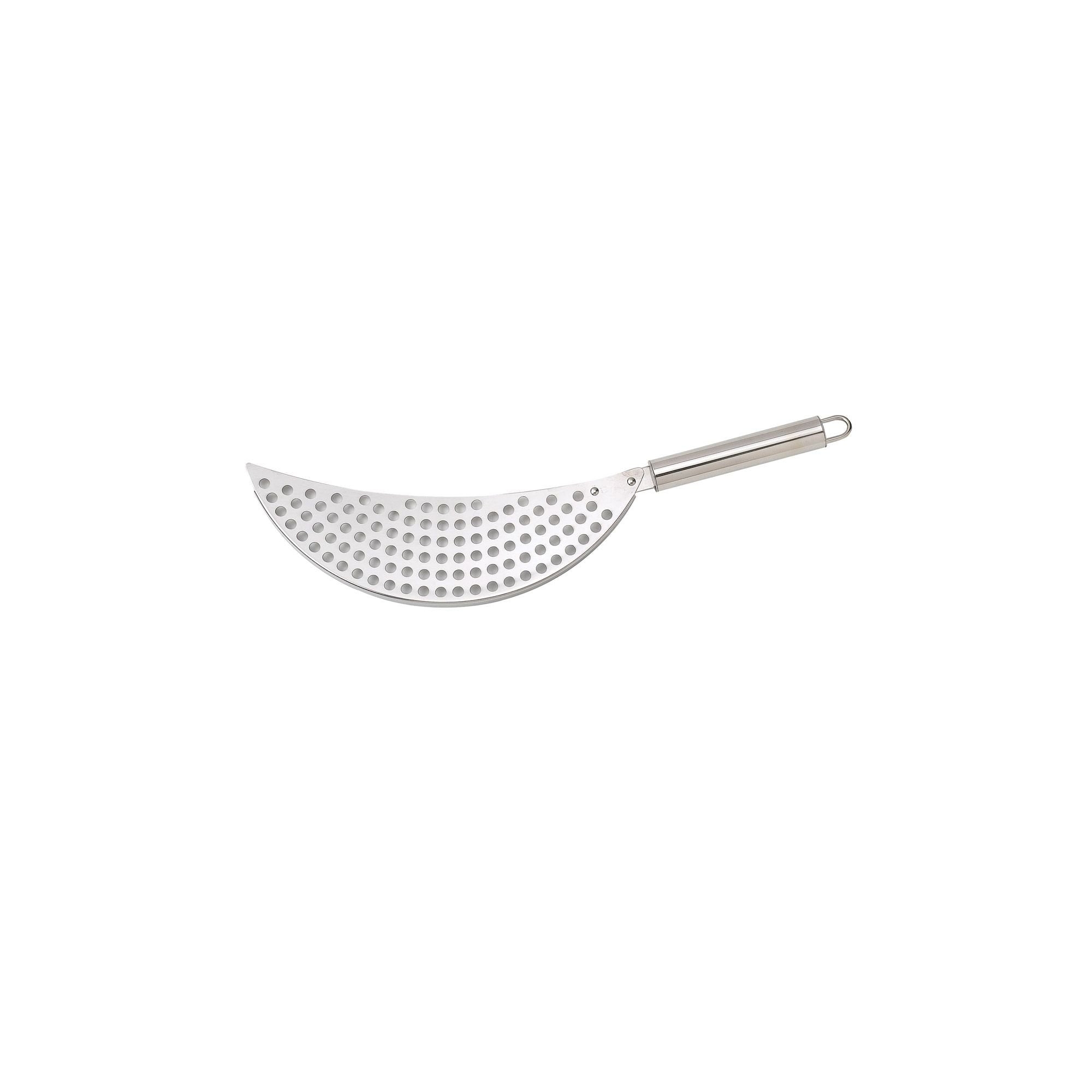 HIC Kitchen Stainless Steel Half Moon Handheld Pot Strainer