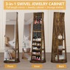 Fredees 360° Swivel Free-Standing Jewelry Armoire Cabinet with Mirror,Black - 4 of 4