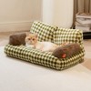 Mewoofun Pet Couch Bed, Washable Cat Beds for Medium Small Dogs & Cats, Durable Dog Beds with Non-Slip Bottom, Fluffy Cat Couch,Green＆White - 4 of 4