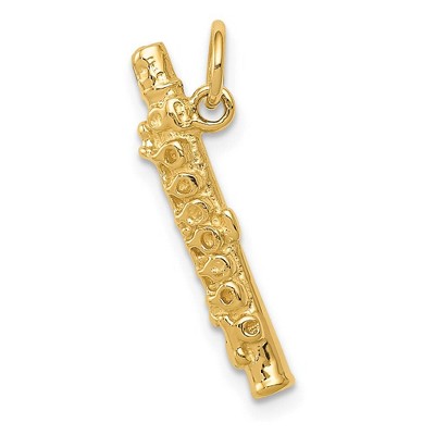 Black Bow Jewelry 14k Yellow Gold 3D Flute Pendant