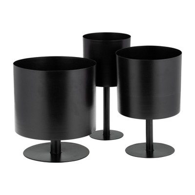 Black Iron 12" Contemporary Indoor Outdoor Planter Pot with Stand