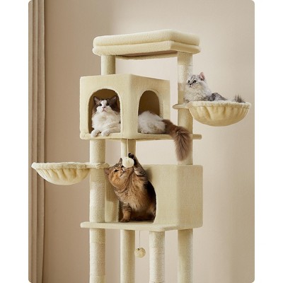 Feandrea 69-Inch Beige Sisal Multi-Level Cat Tree Tower