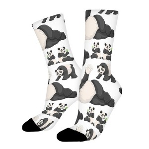 Cute Panda Women Printed Crew Socks Funny Funky Socks Soft Polyester Novelty Gifts for Artists Men - 1 of 1