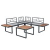 Whisen 4 Piece L Shaped Patio Conversation Set 5 Seater Wicker Sectional Sofa with Side Table and Dark Grey Cushion - 4 of 4