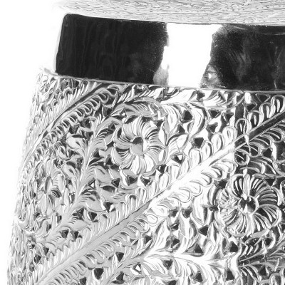 Liam Silver Etched Nickel-Plated Aluminum Stool