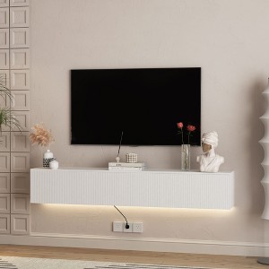 Sapphtopaz Wall Mounted Floating TV Stand for TVs Up to 70" with LED Entertainment Center with Storage Cabinets for Living Room - 1 of 4