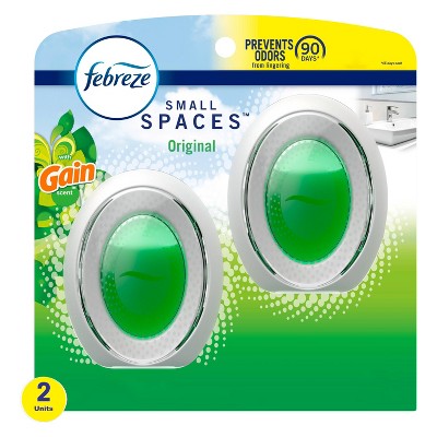 Febreze Odor Eliminating Small Spaces Air Freshener, No Batteries or Plugs - Gain Scent - 2ct