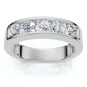 Pompeii3 1 1/4Ct Diamond Channel Set Men's Wedding Ring Lab Created 14k Gold or Platinum - 1 of 4