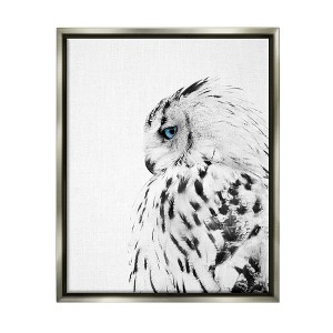 Stupell Industries Snow Owl White Feathers Peering Blue Eyes - 1 of 4