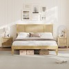 Bed Frame with Natural Rattan Headboard, Strong Wooden Slats, No Box Spring Required, Wood Platform Beds, Noise Free, No Box Spring Needed - 2 of 4