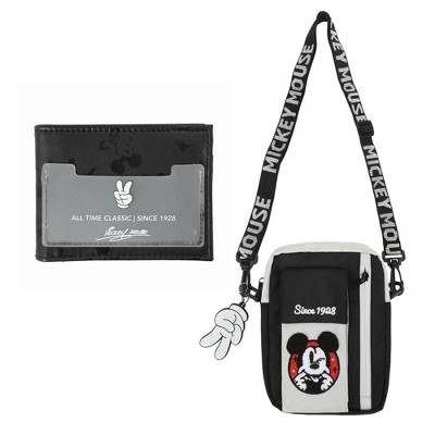 Disney Mickey Mouse Classic Silly Mickey Face Adult Black Crossbody Mini  Messenger Bag : Target