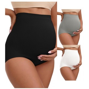 INSPIRE CHIC 3 Packs Women's High Waist Maternity Briefs Butt Lifter Seamless Comfortable Pregnancy Ladies Panties - 1 of 4