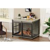 Heavy Duty Metal Dog Crate Sliding Iron Door Dog Crate with Mat. (Grey,43.7''W x 30''D x 33.7''H) - 3 of 4
