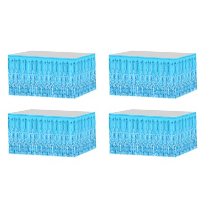 Unique Bargains Wedding Birthday Metallic Foil Fringe Table Skirts for Rectangle Tables