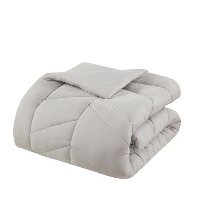 Gray Twin Microfiber Reversible Chevron Comforter Set