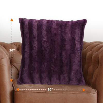 Luxurious Purple Faux Fur 20x20 Decorative Throw Pillow Cover
