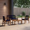 Outsunny 4 Piece Wood Outdoor Furniture Set with Cushions, Patio Sofa Set with Slatted Wood Top Table for Backyard Lawn Porch, Blue - 2 of 4